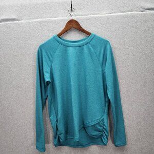 Danskin Women's Long Sleeve Crossover‎ Top,Teal Blue